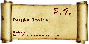 Petyka Izolda névjegykártya
